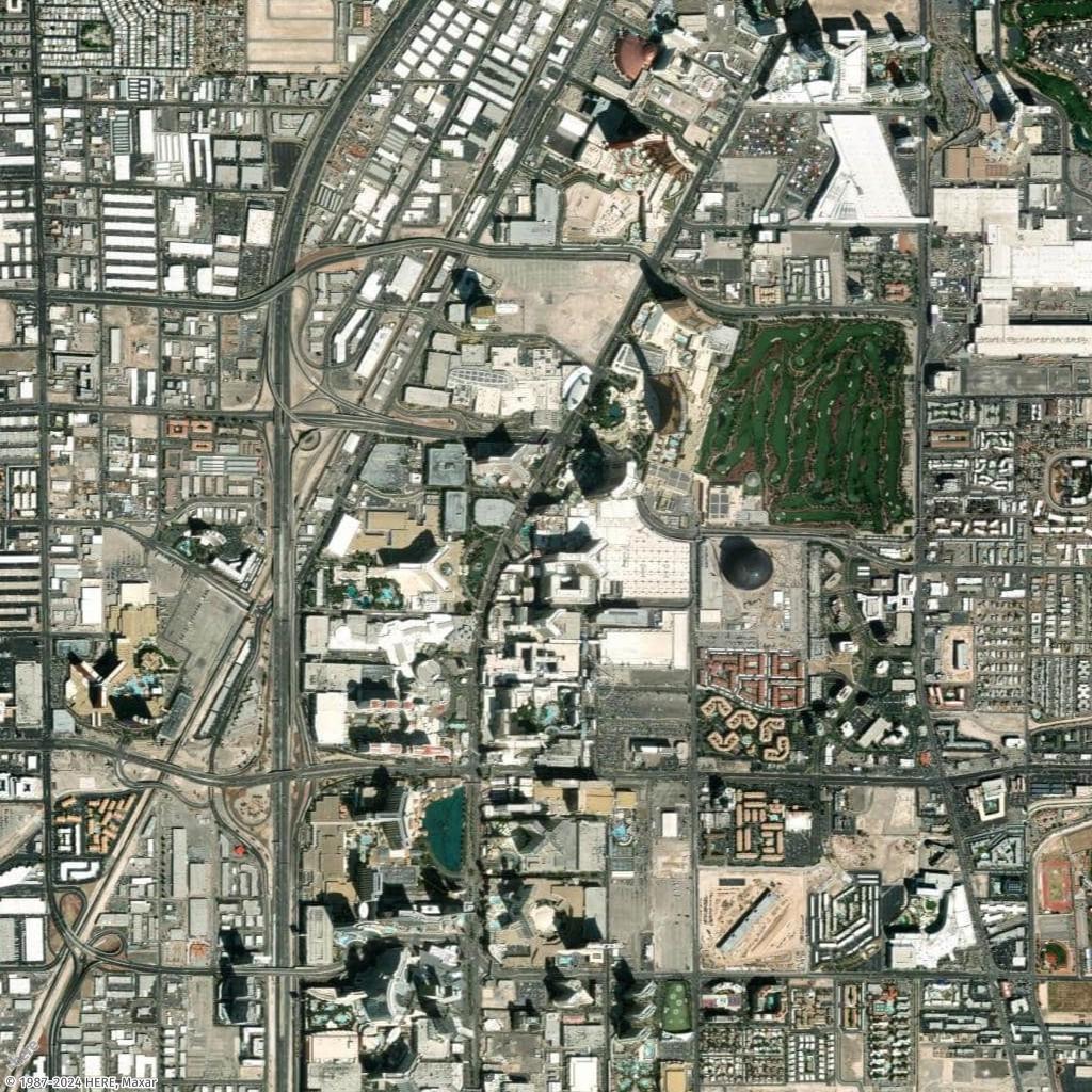Image showing the Las Vegas strip in satellite view, configured from a static map image.