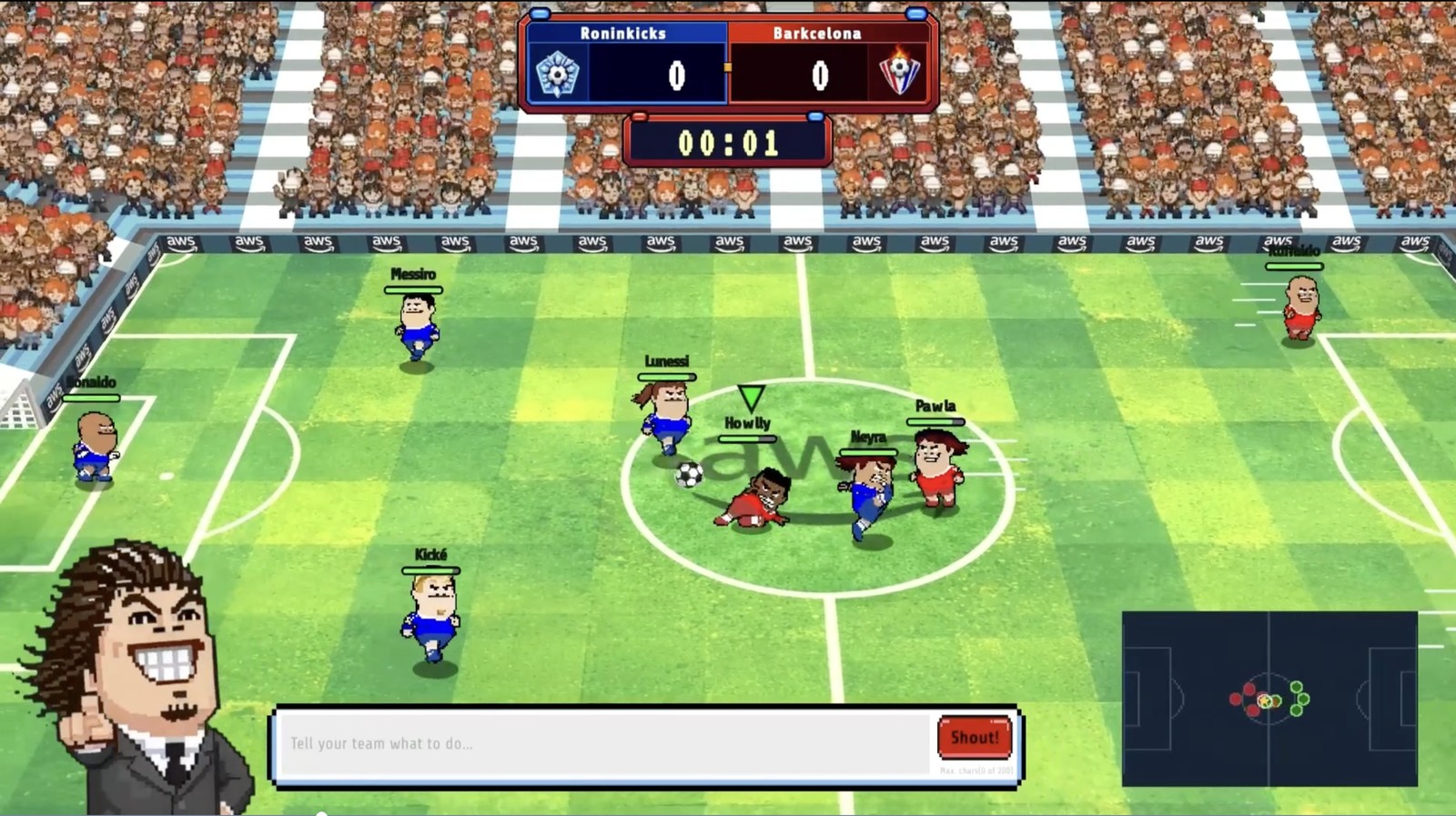 Agentic Football Cup のゲーム画面