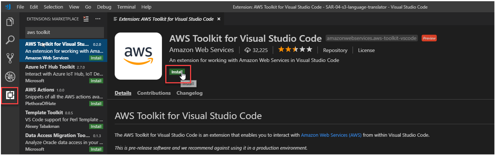 aws toolkit for visual studio 2019