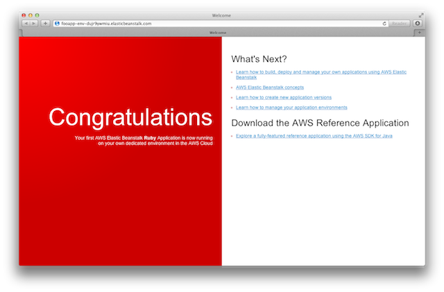 AWS Elastic Beanstalk Ruby Container Welcome Page