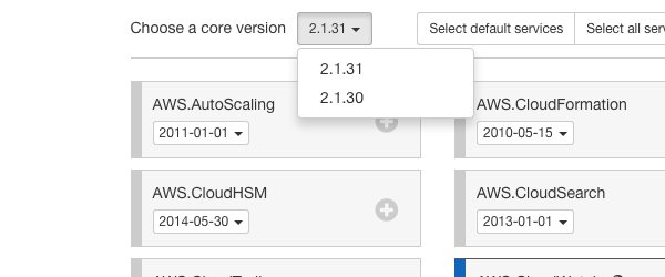 Select a core version