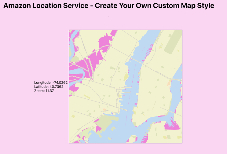 The custom map style in use in a React Application.