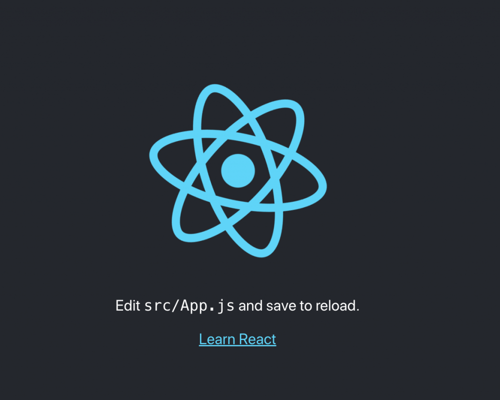 Initial React app screenshot