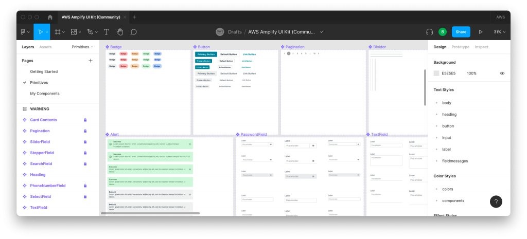 AWS Amplify UI Kit Figma file.