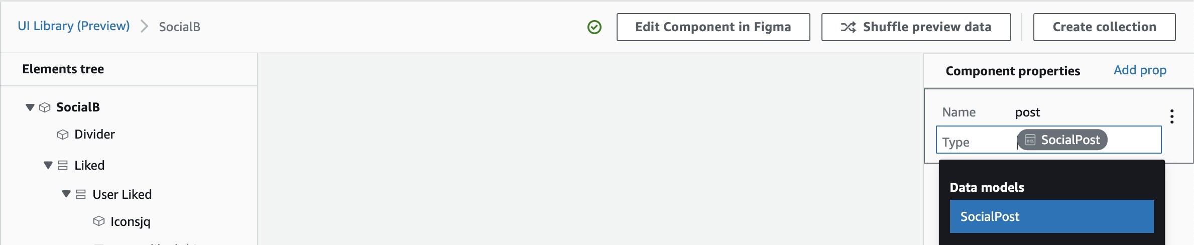 selecting the type for a component property.