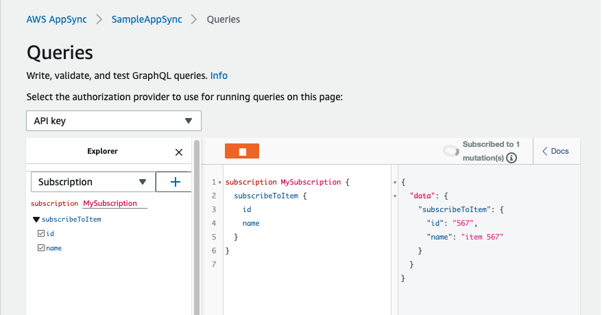 aws appsync subscription results