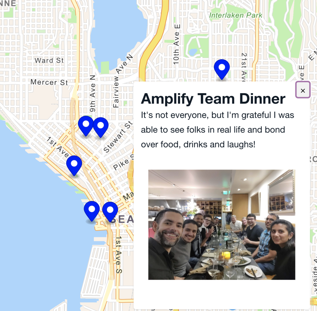 Blog cover that shows a map with the team dinner location