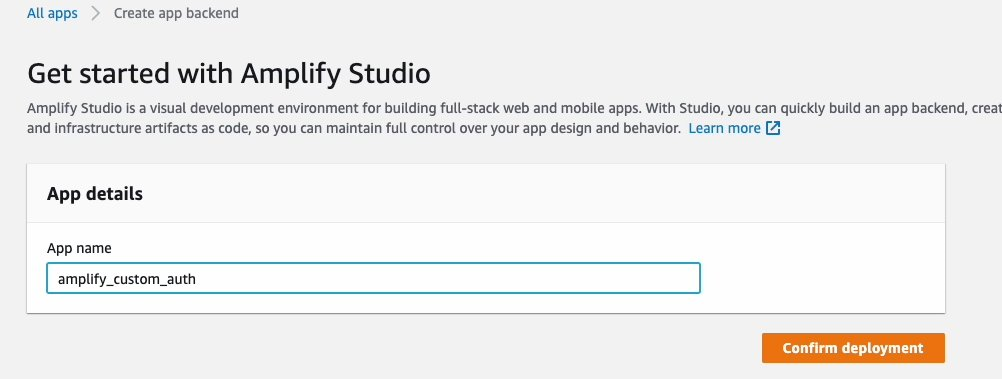 Enter a name for the App and then select Confirm deployment