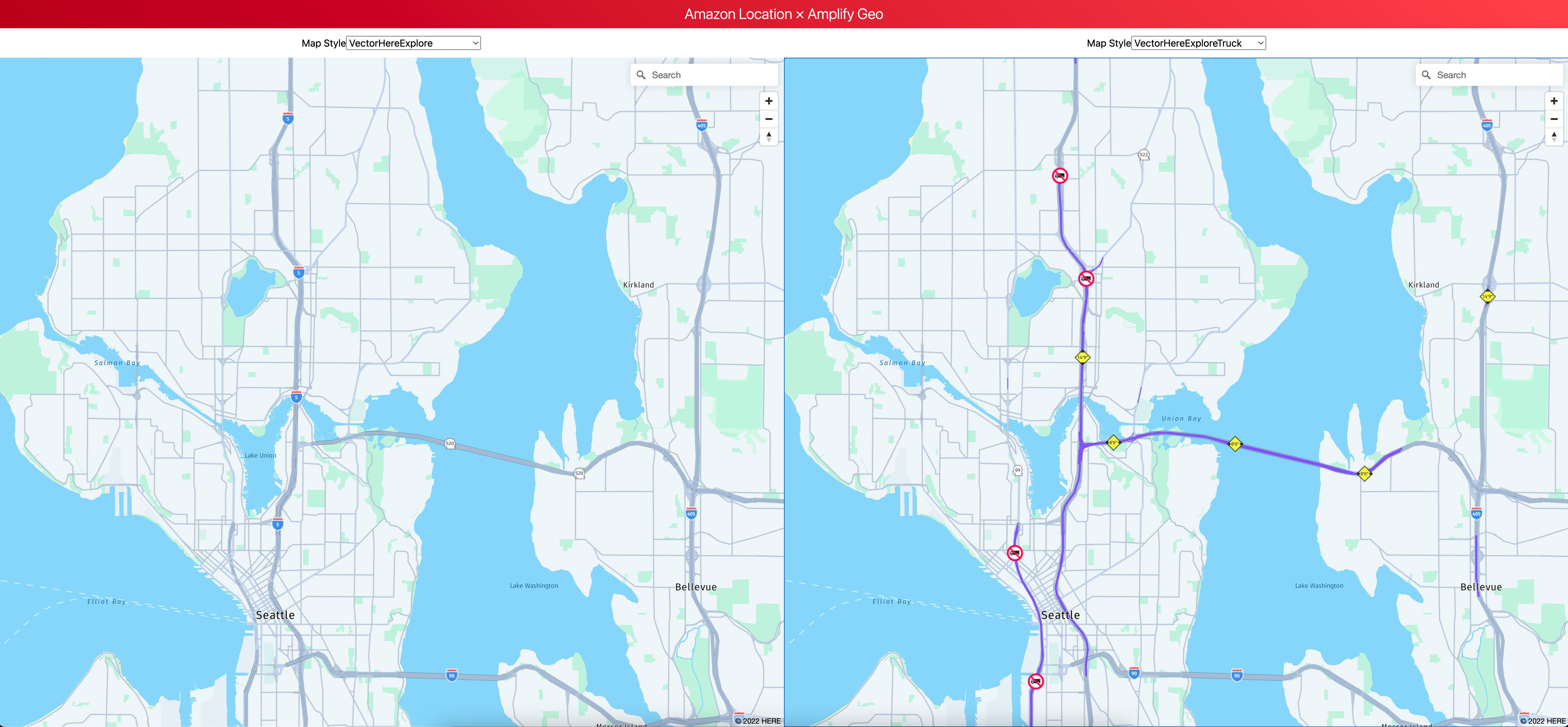 Image showing app displaying Here Explore vs Here Explore Truck