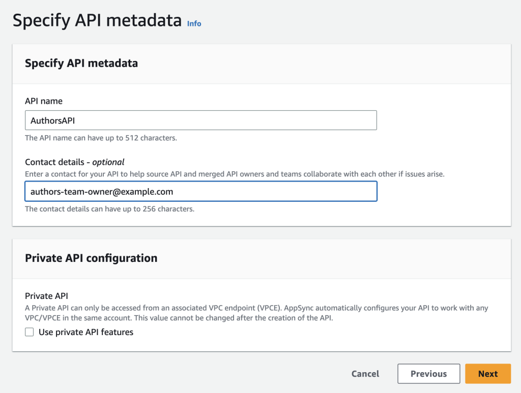 Specifying Authors API metadata for Source API