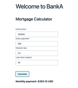 BankA Welcome Screen