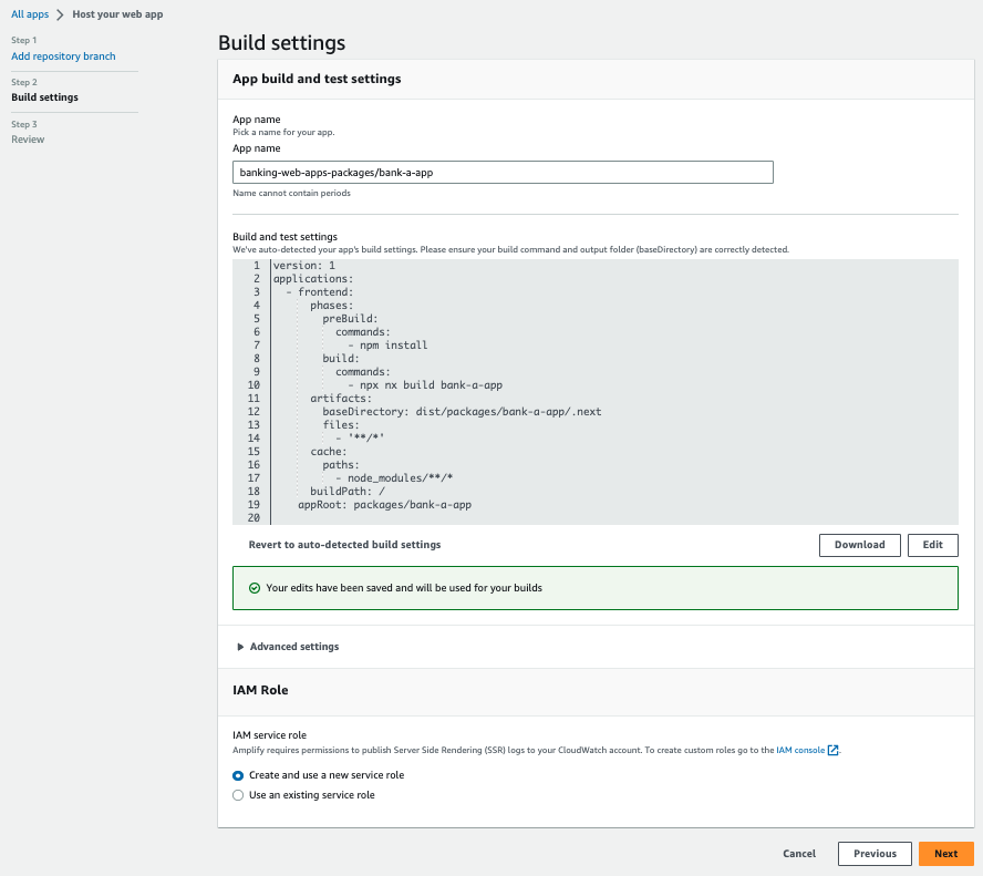 Amplify Hosting Build Settings