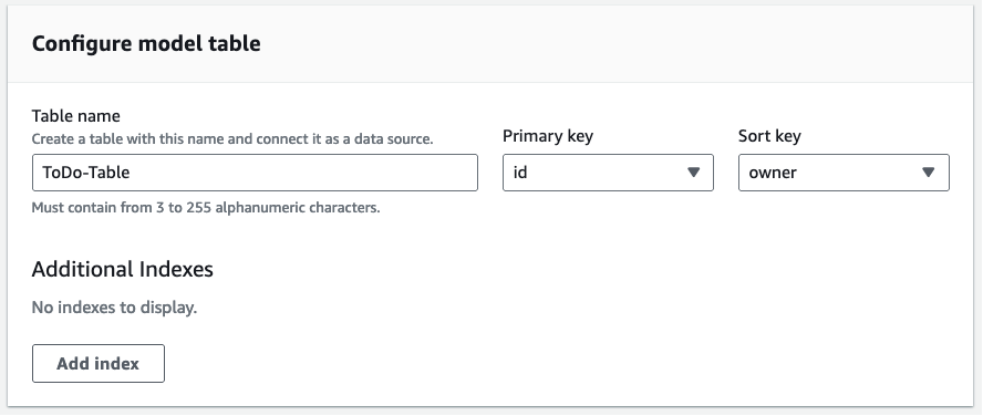 Create DynamoDB table