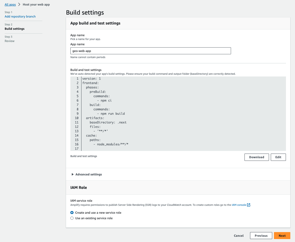 Amplify Hosting Build Settings