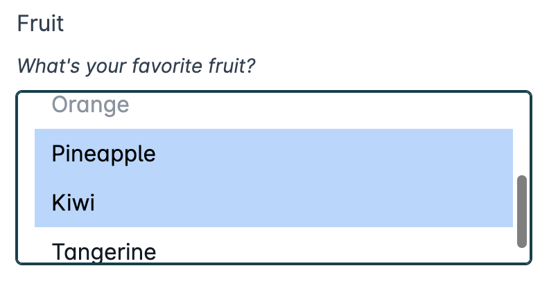 Select field with multiple items selected to highlight the multi-select feature