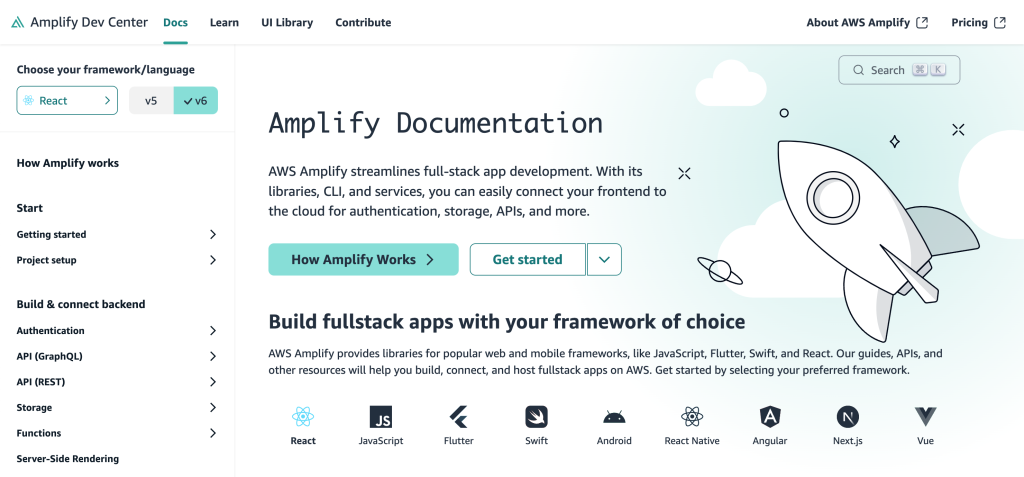 Amplify Documentation サイトの UI