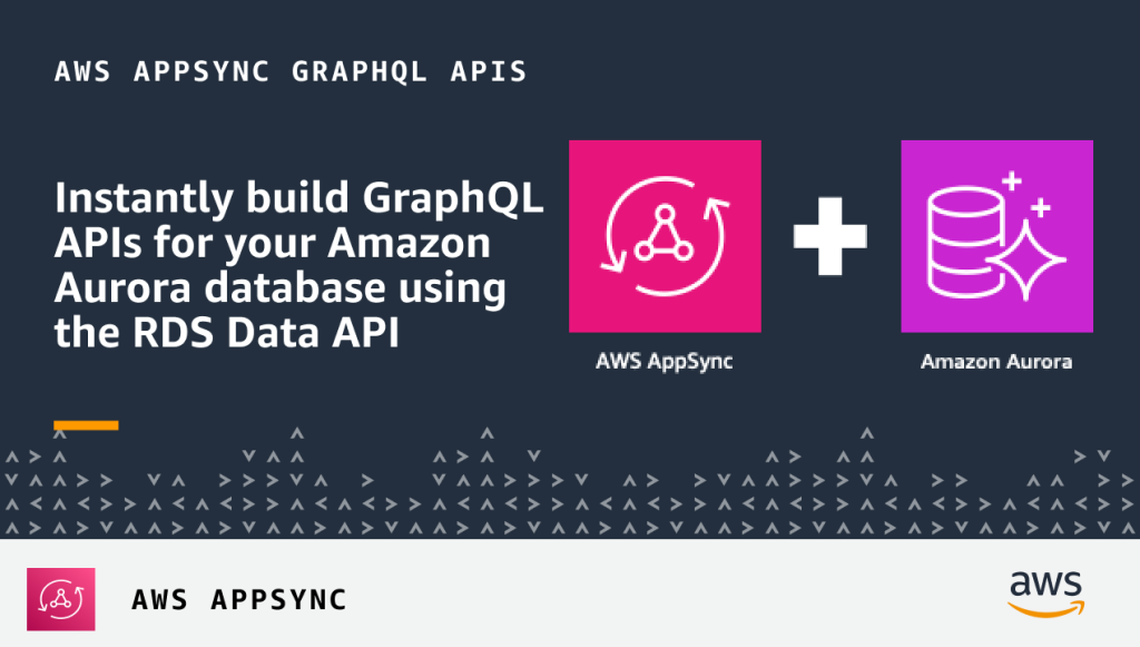 Social graphic launching AppSync GraphQL API for Amazon Aurora database