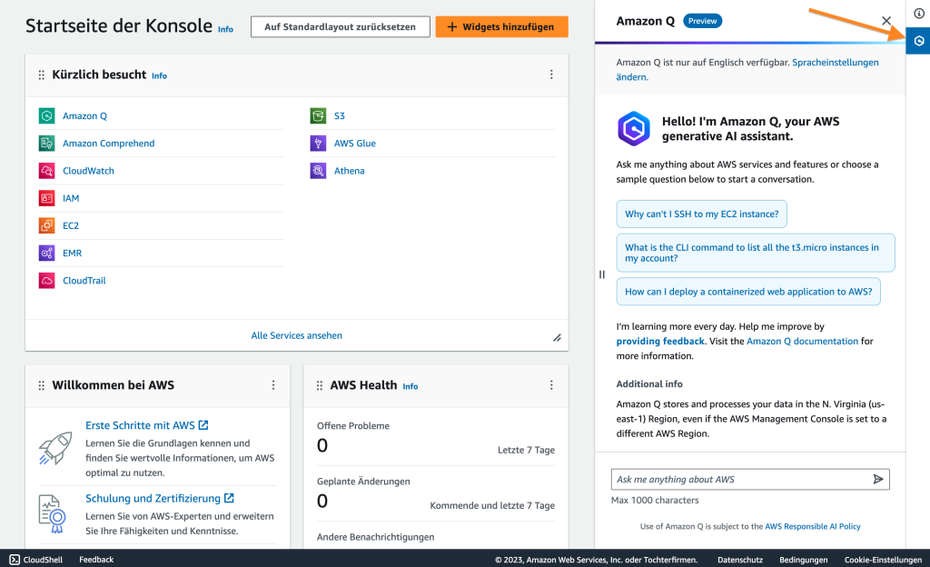Amazon Q in der AWS-Konsole