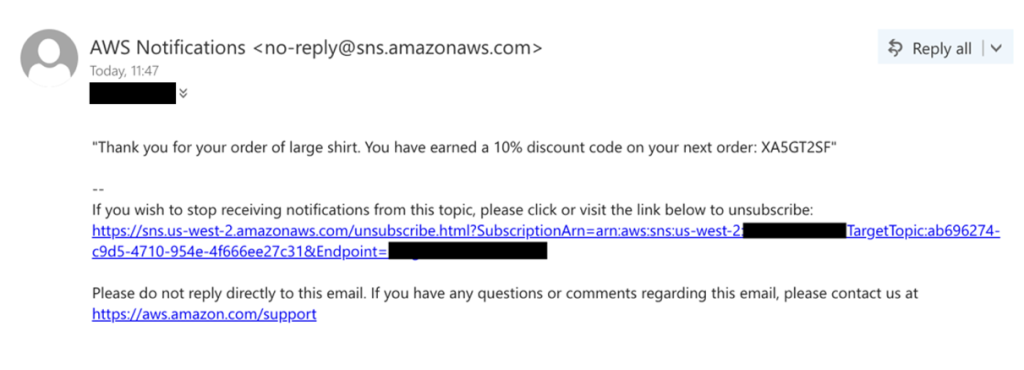 Abbildung 5: Erhaltene E-Mail mit Rabattcode