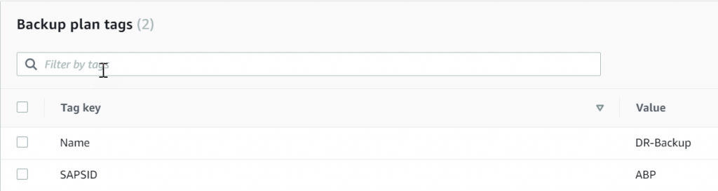 Backup plan tags