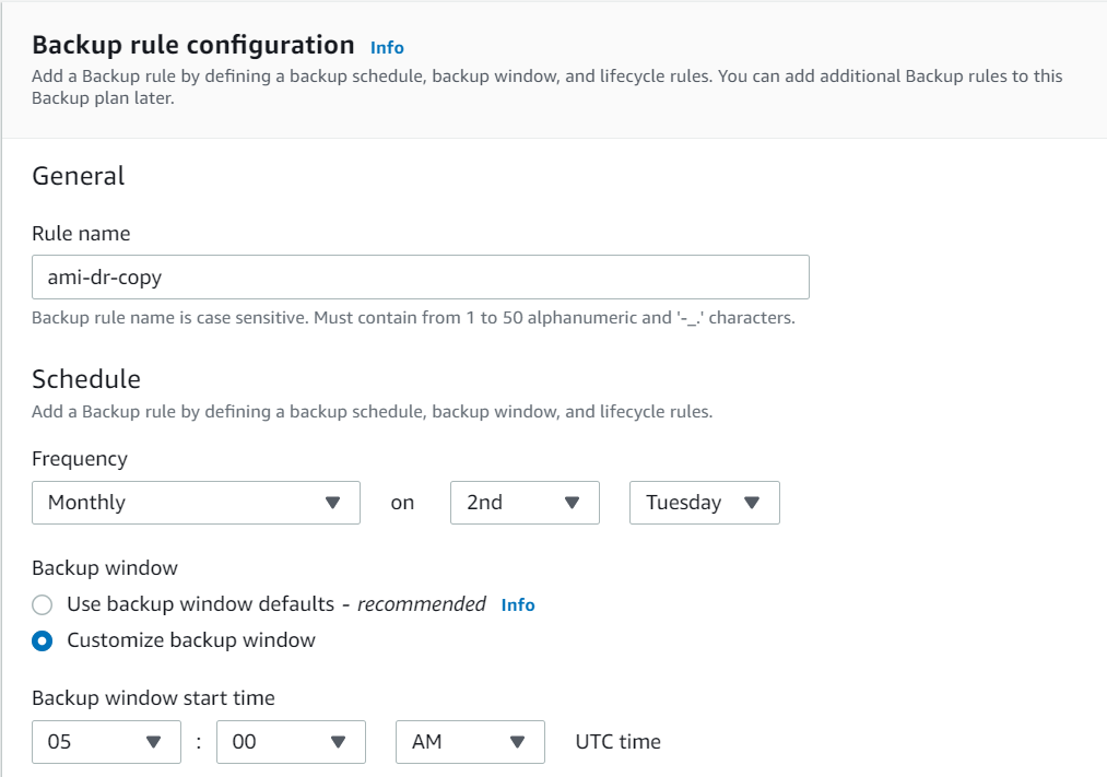 Backup rule configuration