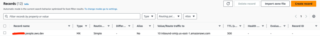  MX record DNS configuration for Route53