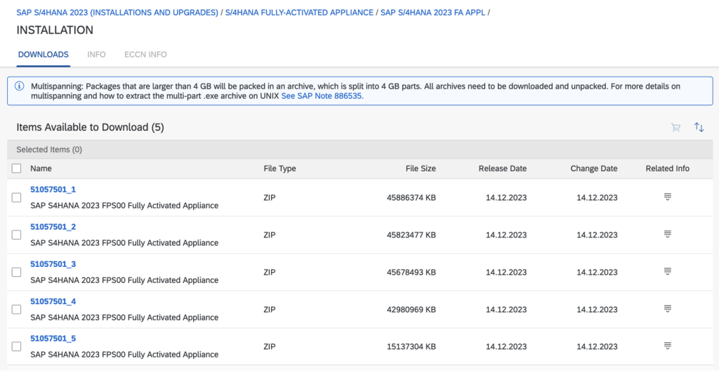 SAP S/4HANA FAA export files