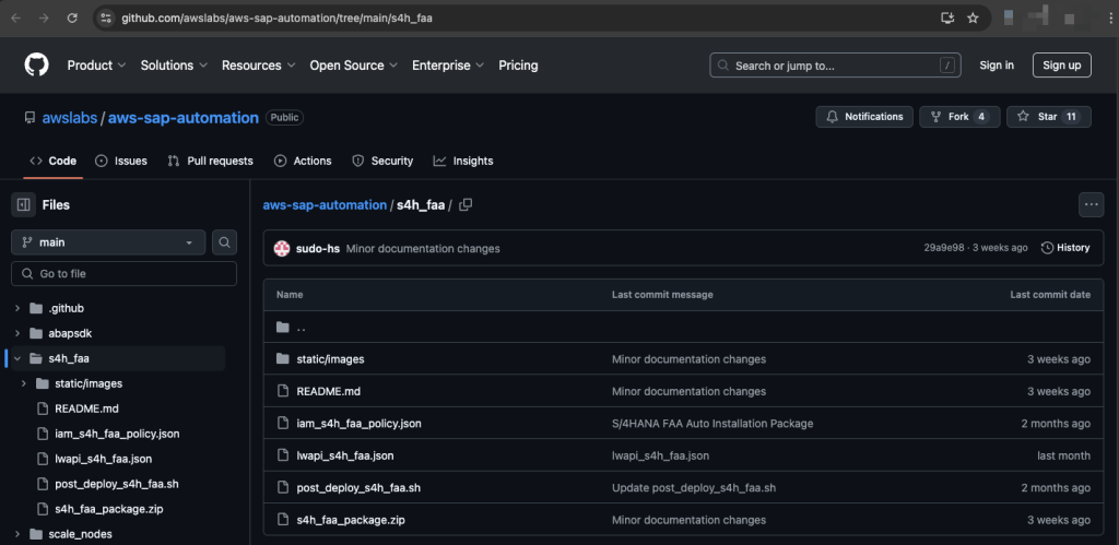 Content of GitHub repository for automated SAP S/4HANA FAA deployment