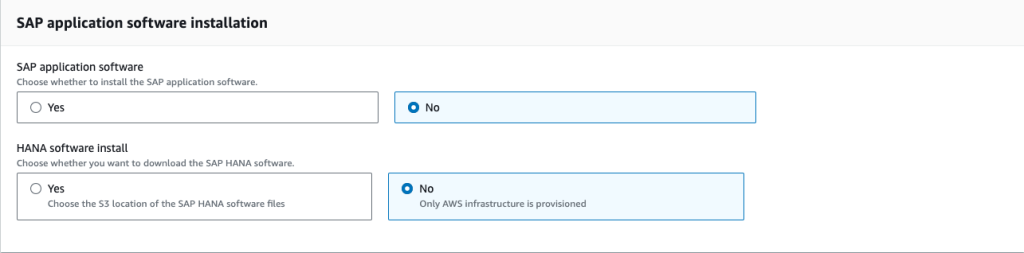 SAP application software installation form