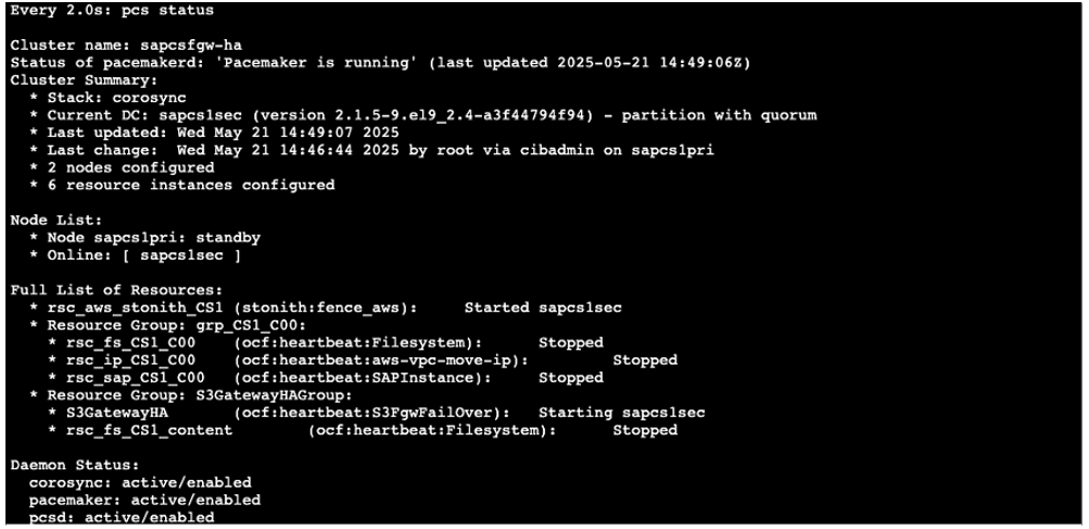 After primary node is stopped, the secondary node is being started by cluster