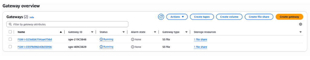 Configuring two S3 File Gateways
