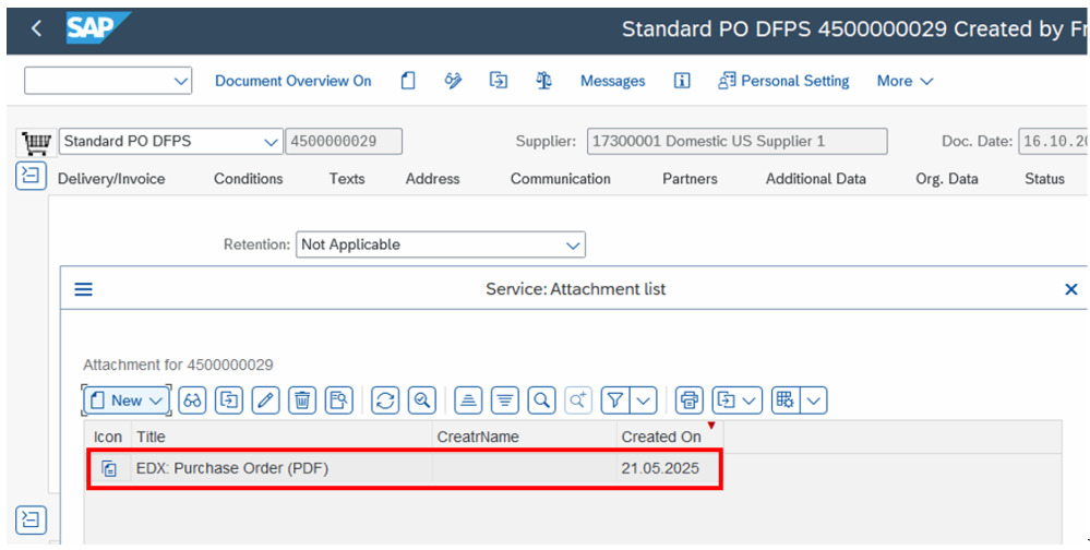 PDF attachment via ME22N