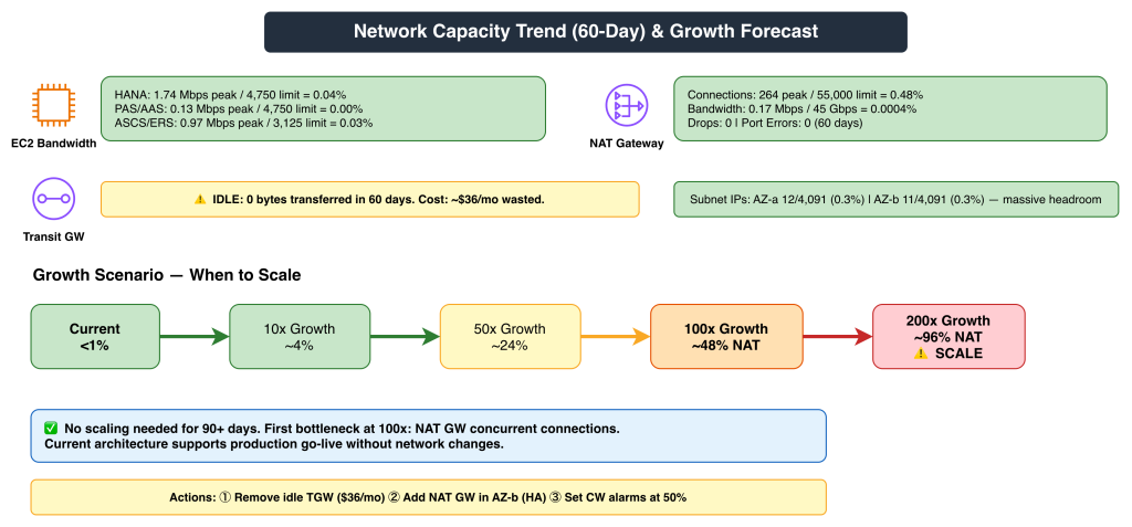 Network Capacity Trend (60-Day) & Forecast with scaling requirements