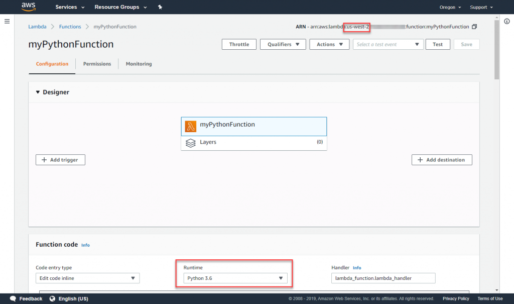 Identifying region and runtime from Lambda function