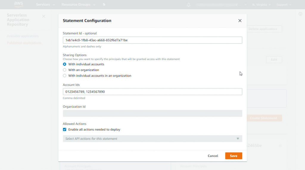 Statement configuration