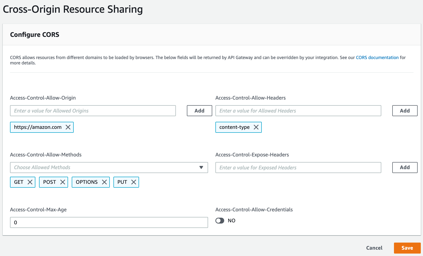 CORS configuration