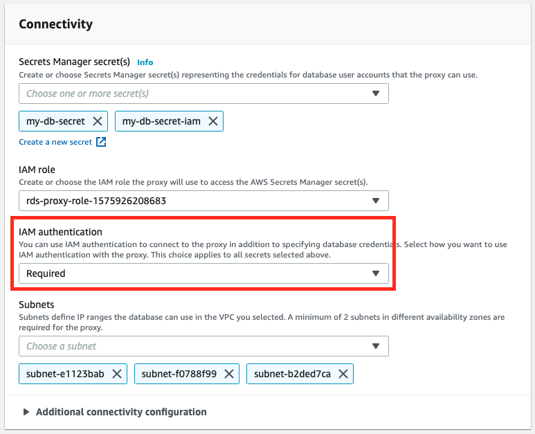 Confirming IAM authentication