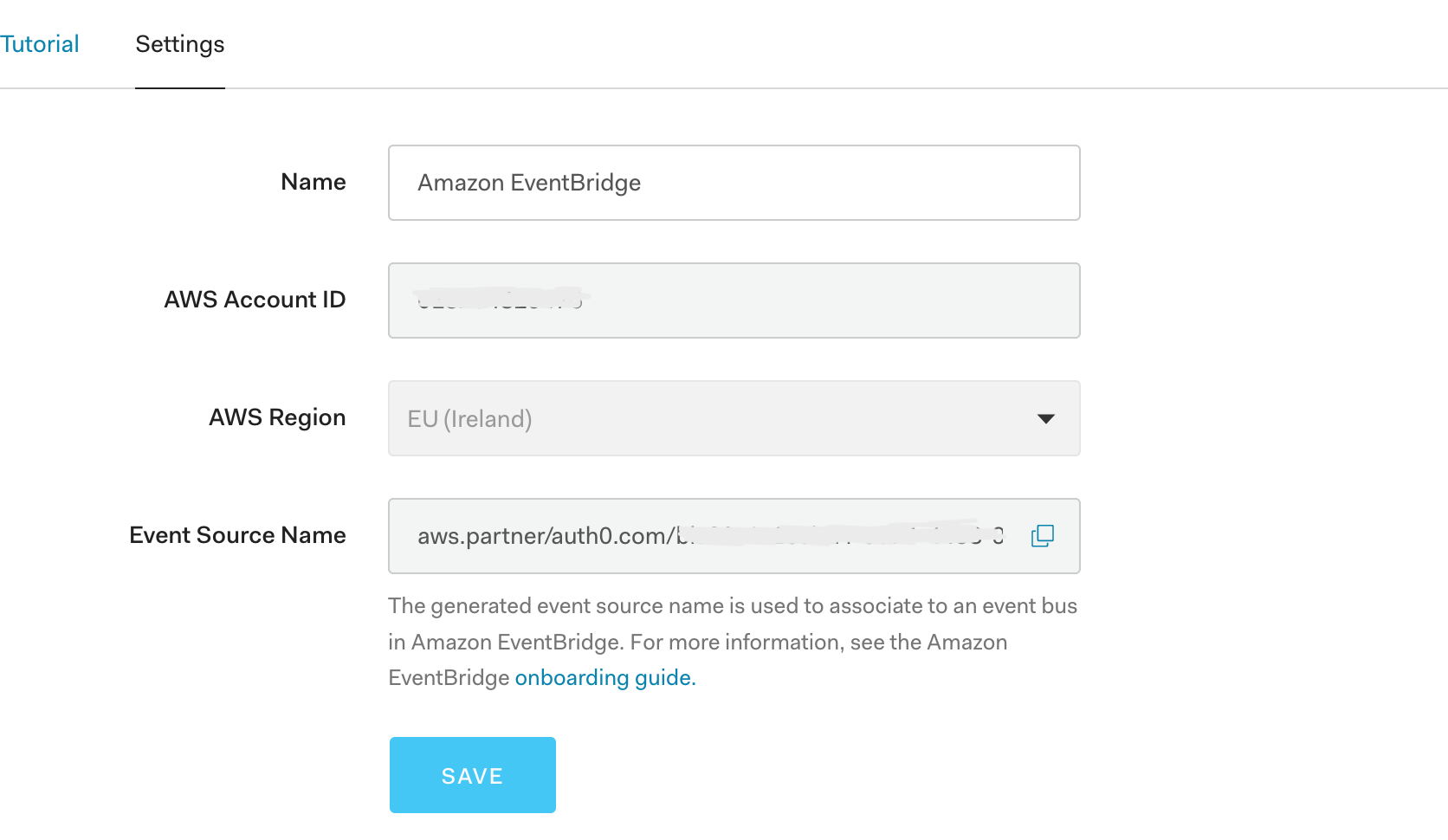 Event Source Configuration on Auth0 dashboard