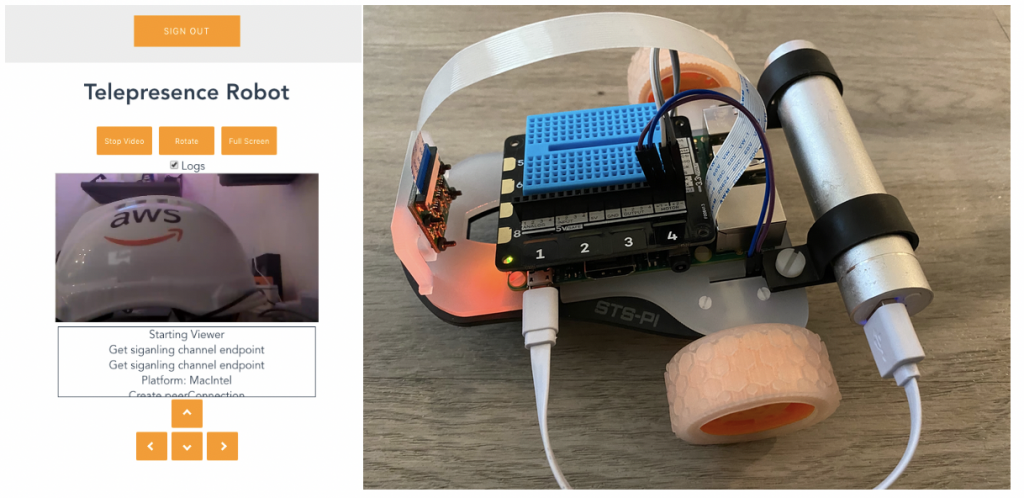 The deployed web frontend and the robot it controls.