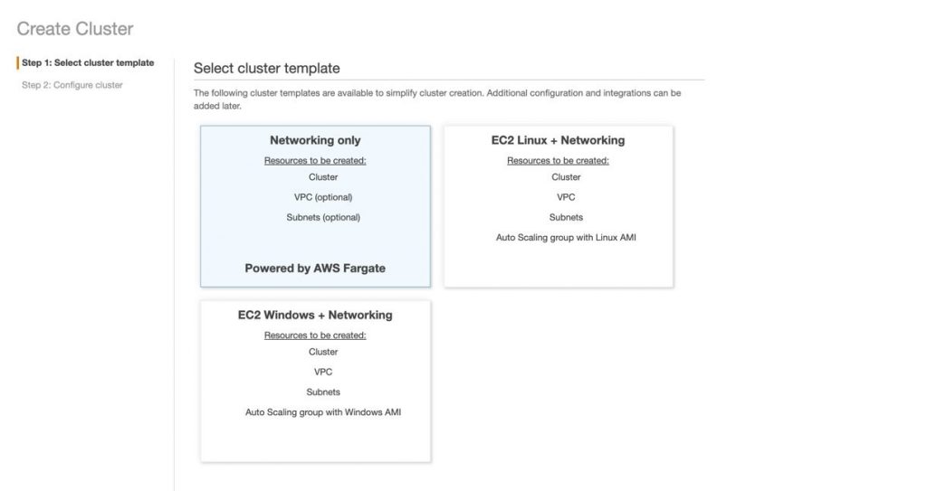 ECS create cluster