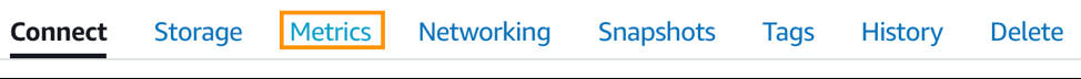 metrics tab of Lightsail console 
