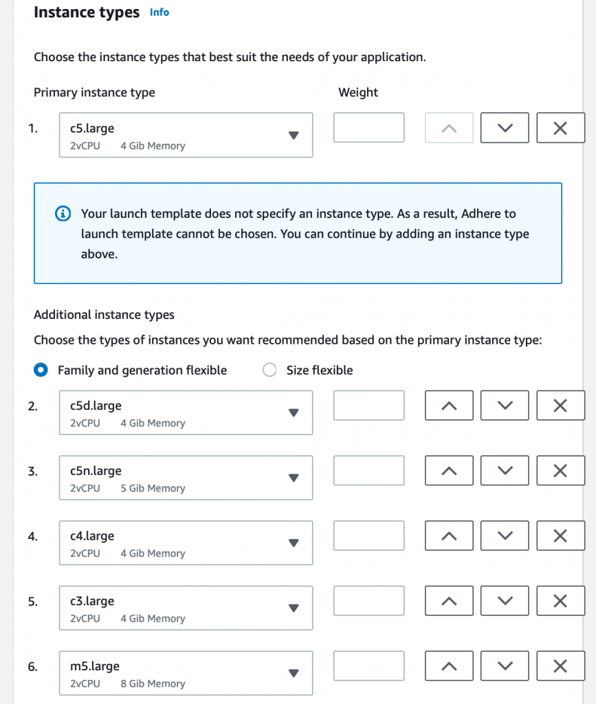 instance type selection