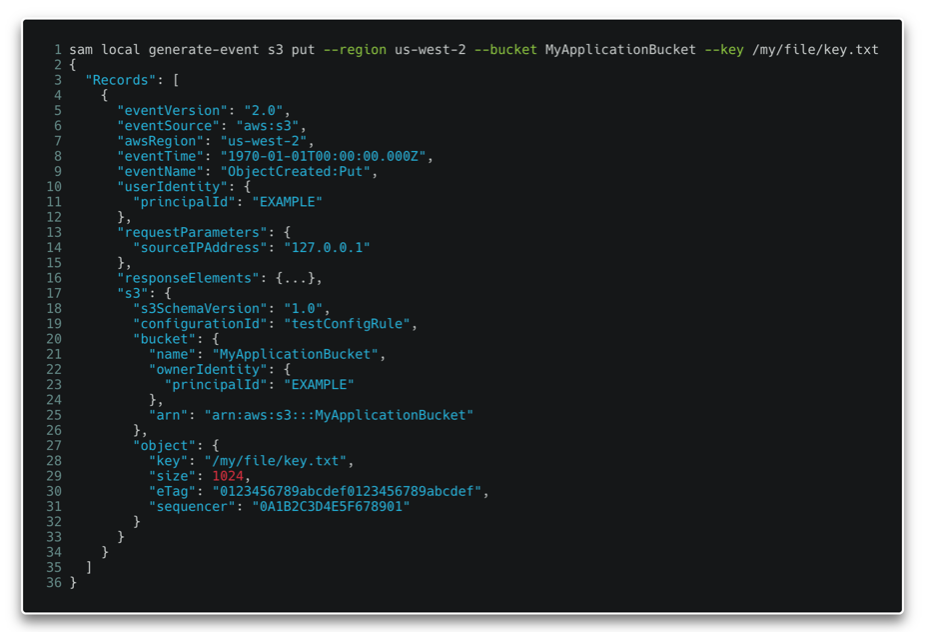 Demonstration of sam local generate