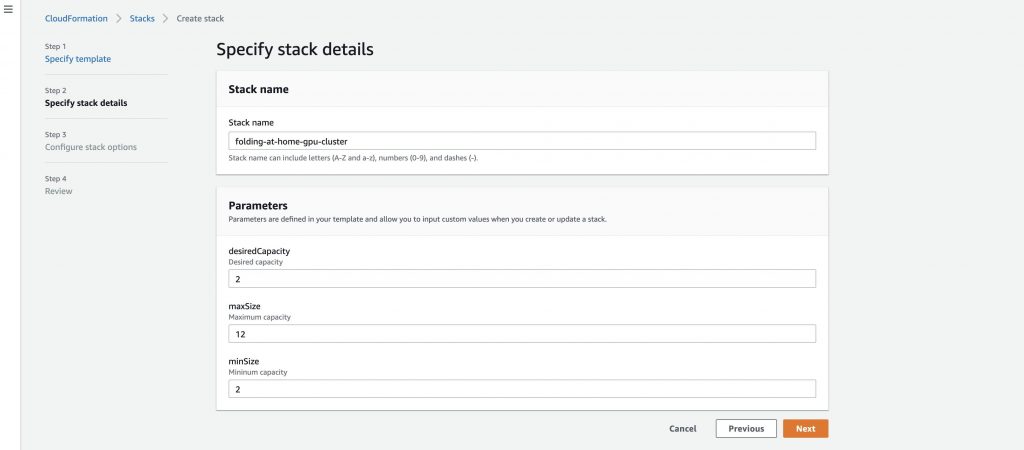 specify Stack details