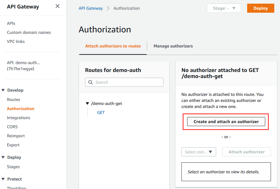 Create and attach HTTP API authorizer