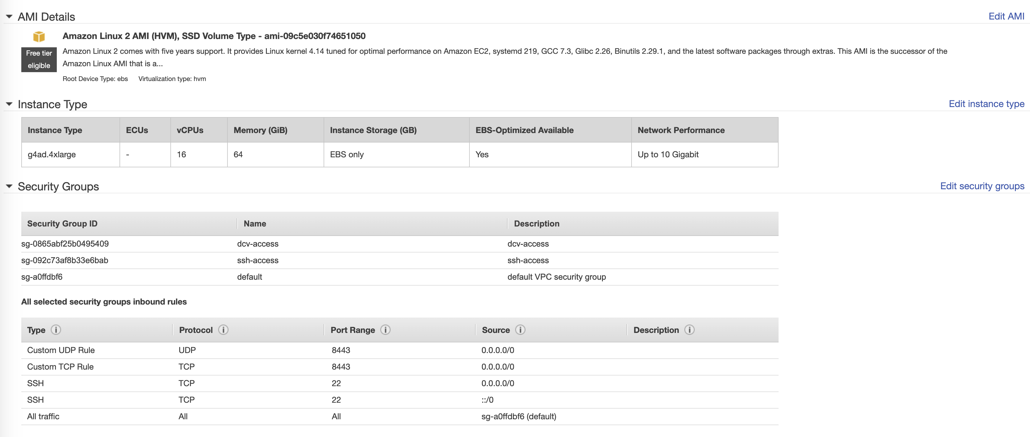 Amazon EC2 console