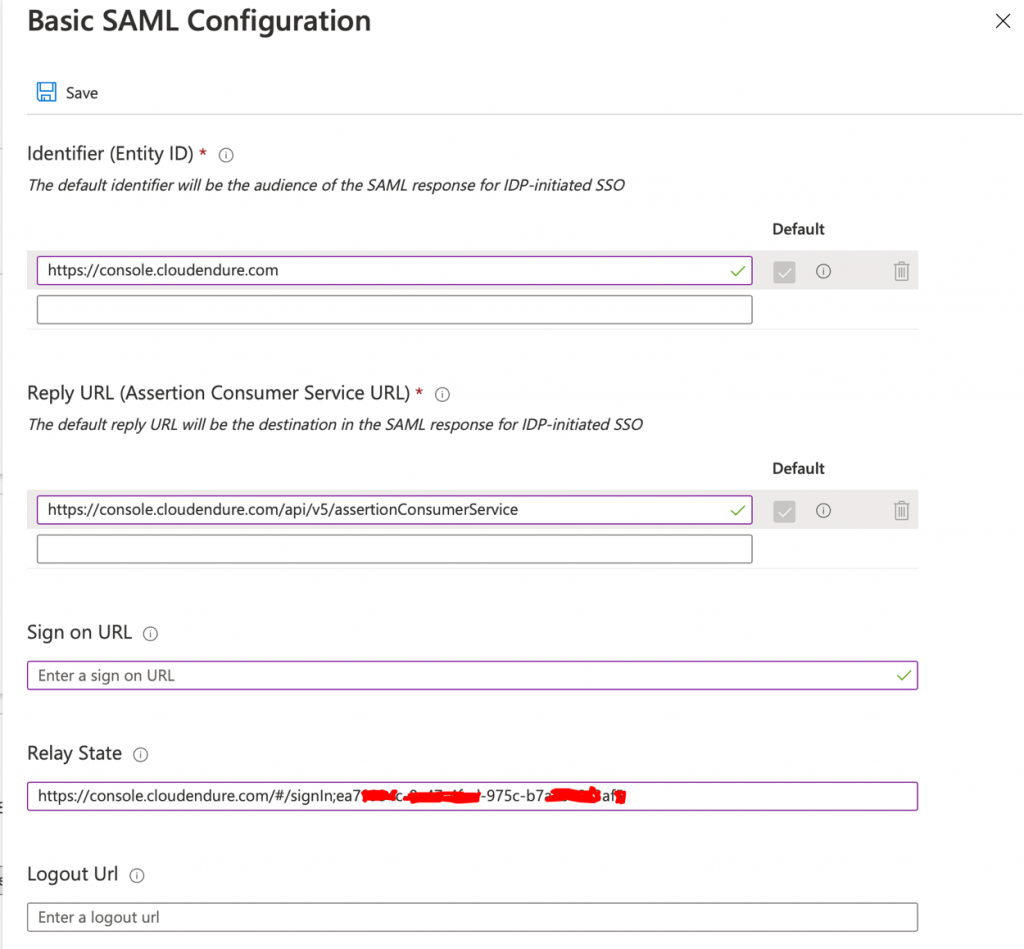 Basic SAML configuration