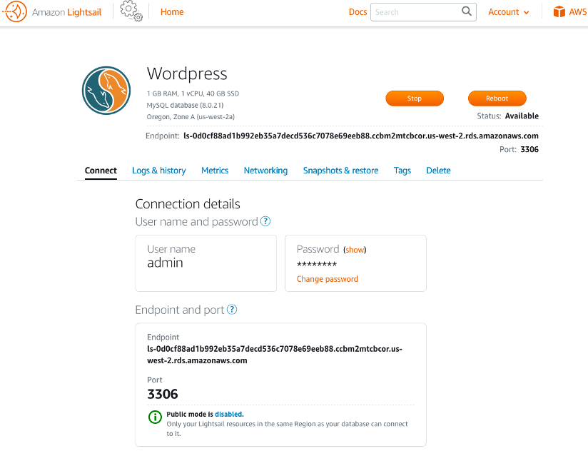 connect wordpress database