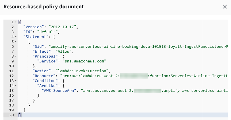 Lambda resource policy document