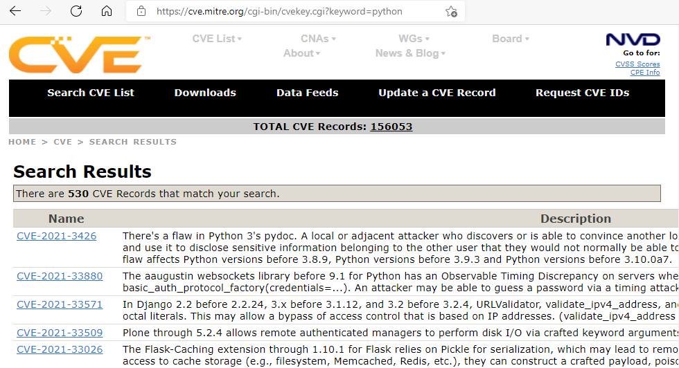 CVE Python search